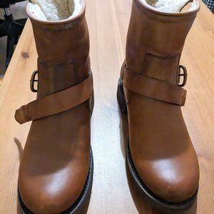Frye Veronica Leather Boot Shearling Lined W 8.5 Cognac